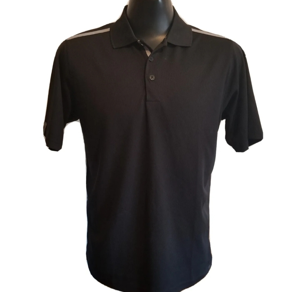 Slazenger Golf Men's Medium Short Sleeve Black Grey 100% Polyester Polo Shirt